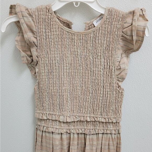 Storia Smocked Cotton  Floral Ruffle Cap Sleeve Dress Small NWT - Picture 5 of 11